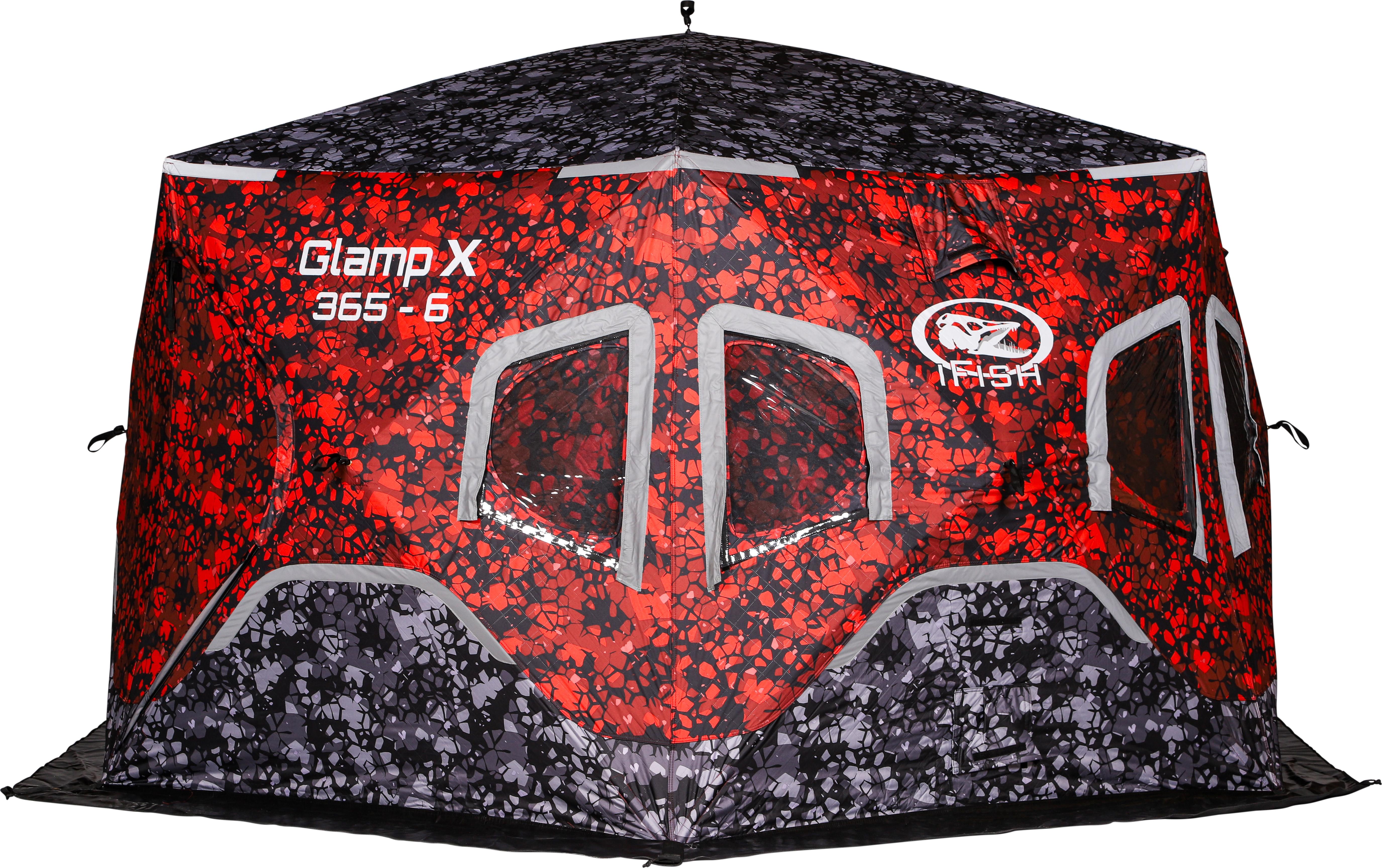 iFish Glamp X 365-6 isfisketelt med stor diamond-dør og øvre ventilasjonsluke